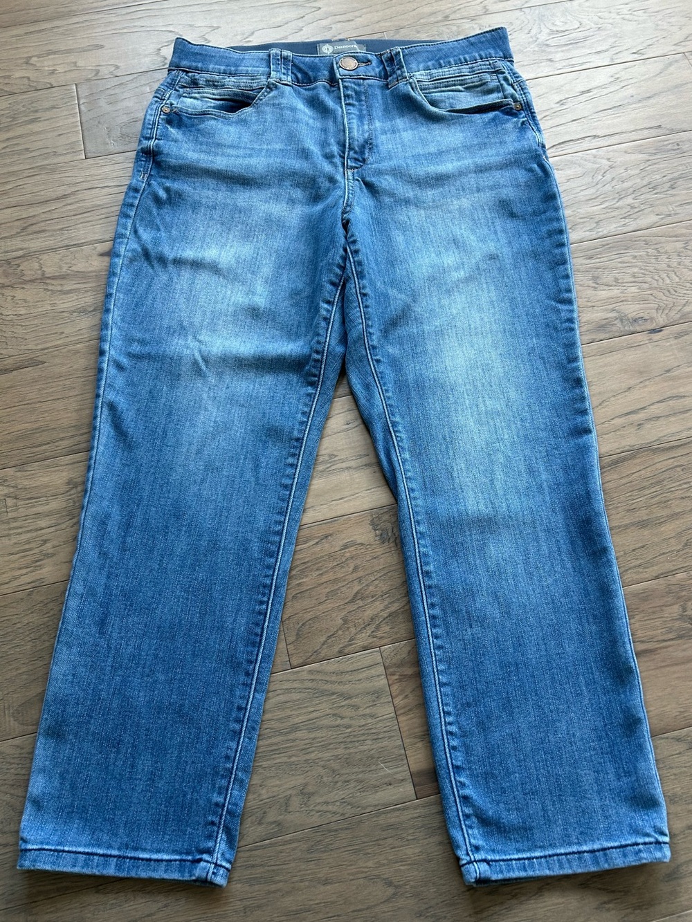 Democracy Ab Solution Slimming Straight Leg Jeans Sz 14 Lt Wash BN23637KE1